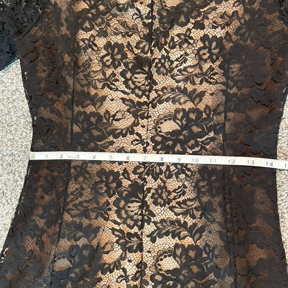 NWT Oscar de la Renta Black Lace Long-Sleeve Fit-and-Flare Dress - Picture 15 of 15
